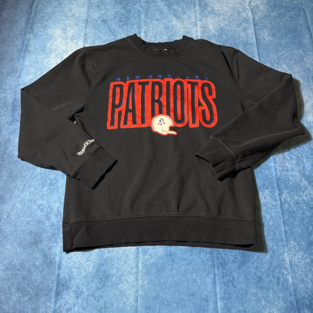 Streetwear New England Patriots Mitchell & Ness Crewneck Sweatshirt Black L
